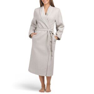 KASSASPA Grey Turkish Cotton Waffle Texture Robe